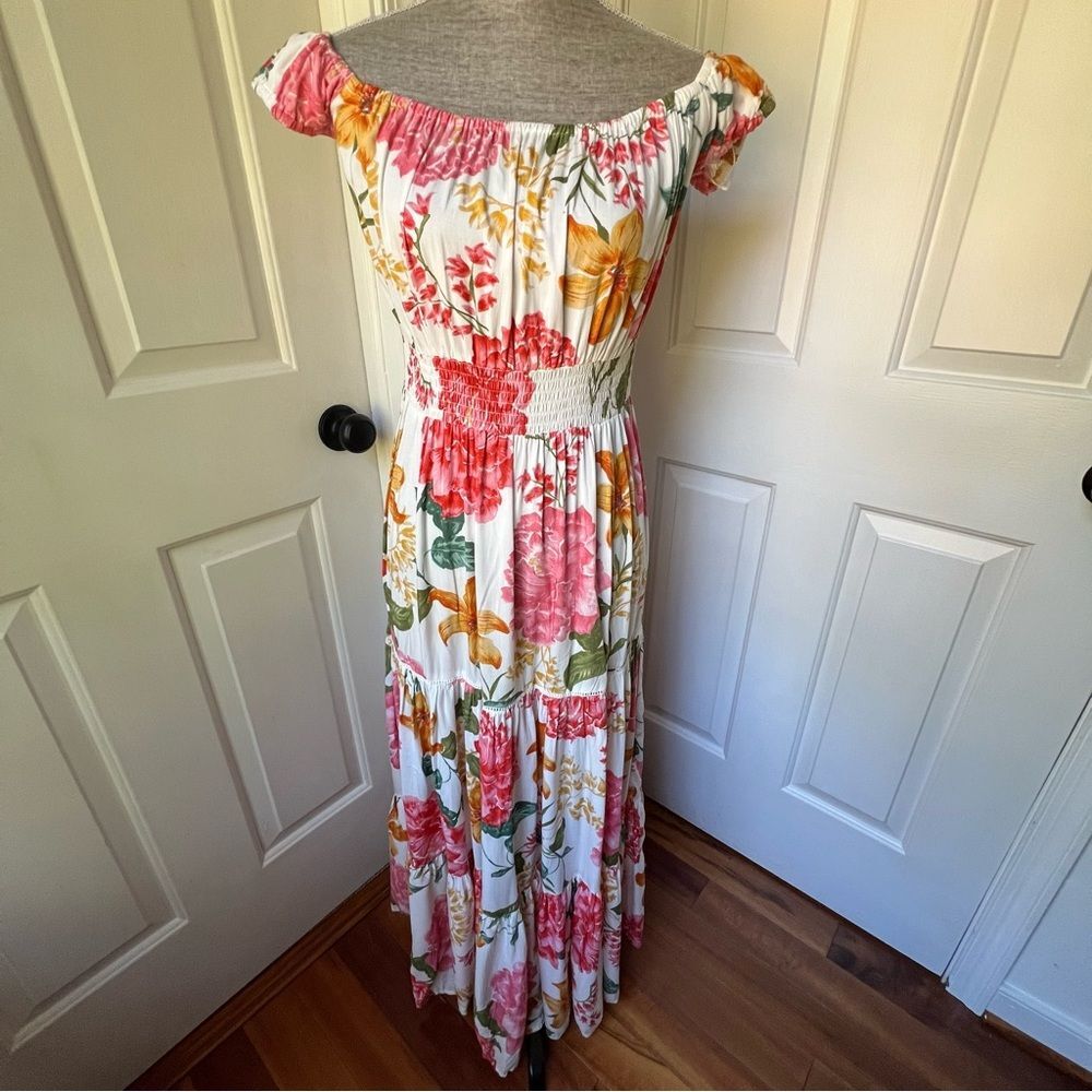 Anthropologie Floral Off-Shoulder Maxi Dress